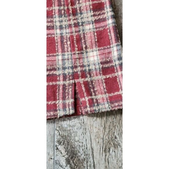 Potter's Pot Wool Blend‎ Skirt Size Large Red Plaid 17" Length Front Slit - Picture 3 of 14